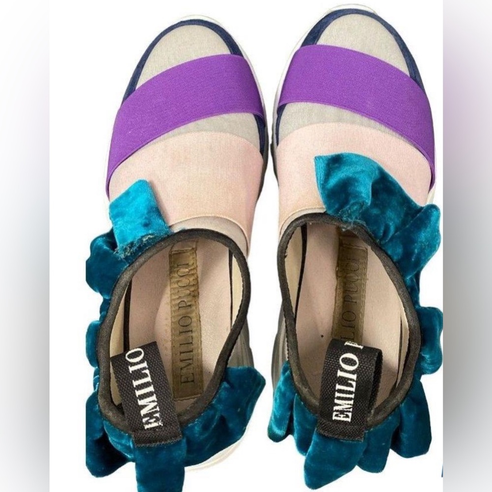 Emilio Pucci Neoprene &Velvet Multicolor Sock Sneakers